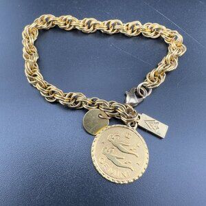 ADORN by alexandra riley Astrology Gemini Charm Link Chain Bracelet Gold Plated